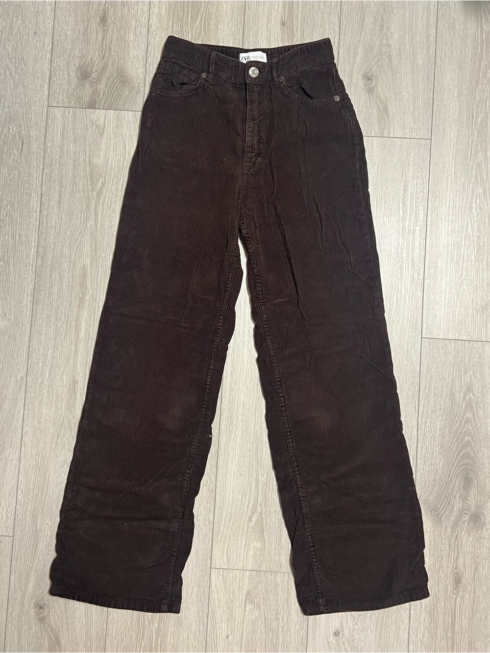 Zara Corduroy Straight-Leg Women’s Pants - Size 4 - Chocolate Brown